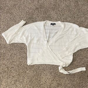 Express Ivory Knit Sweater wrap sweater with tie.  Never worn